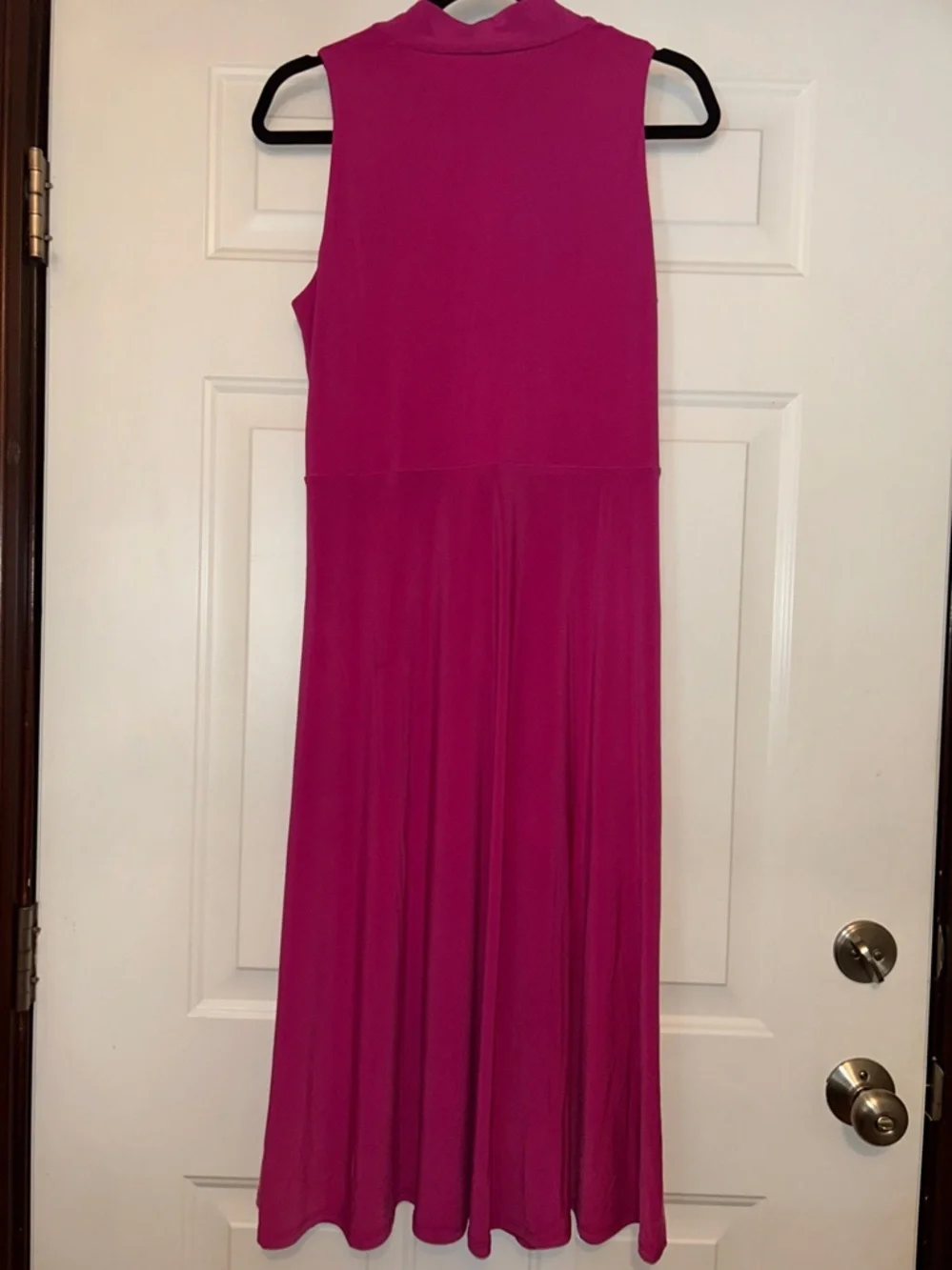 WHBM Sleeveless A-Line Midi Dress 10 Pink Wedding Office Travel Barbie Twist